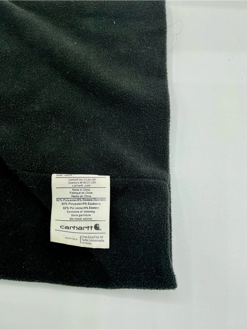 Carhartt Black Fleece Neck Gaiter Face Mask